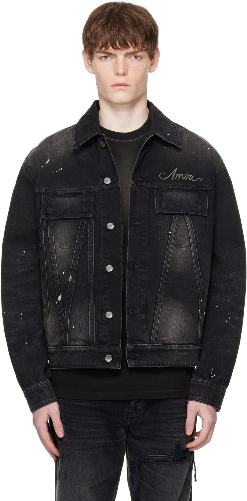 Jakke AMIRI Amiri Bleach Bandana Denim Jacket Sort | AMDNTR1025