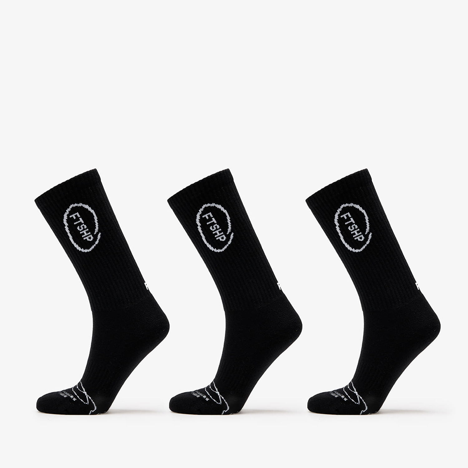 Sokker Footshop High Crew Socks 3-Pack Black Sort | FTSHP_368, 0
