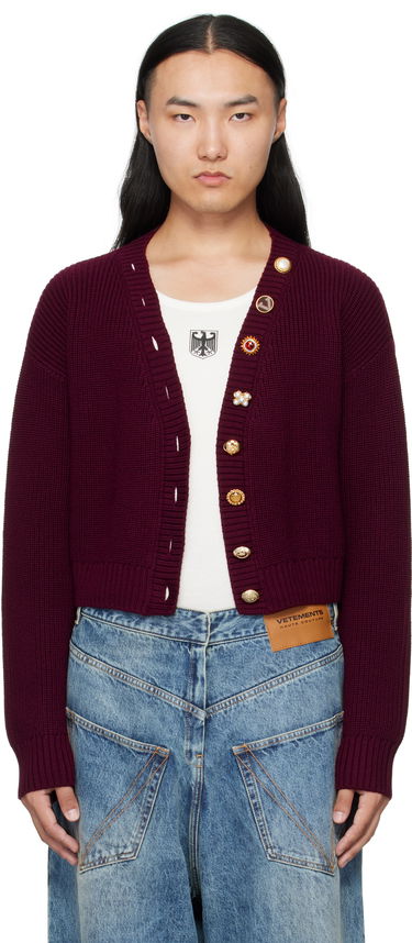 Sweater VETEMENTS VETEMENTS Fancy Button Cropped Cardigan Bourgogne | WH76KN220X, 0