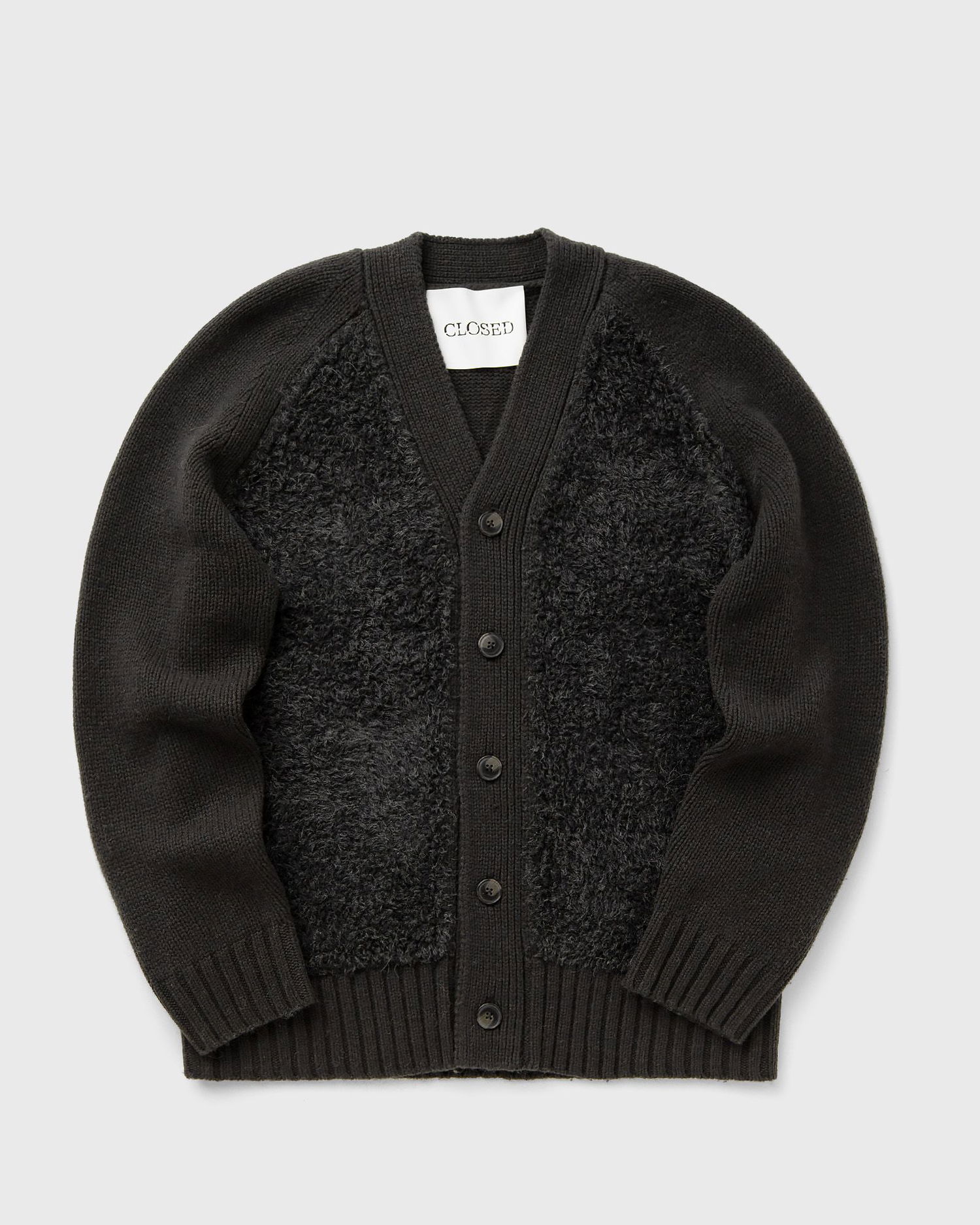 Sweater CLOSED V-Neck Button-Front Mixed-Texture Cardigan Sort | C86448-93Q-22-164, 0