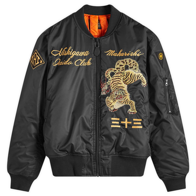 Bomberjakke Maharishi Nekomata Tiger MA1 Jacket Sort | 4580-BLK