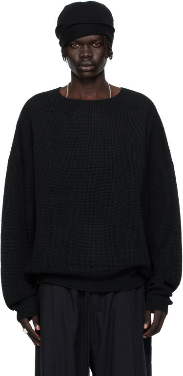Sweater Fear of God Fear of God ESSENTIALS Waffle Knit Long Sleeve Crewneck Sweatshirt Sort | 192SP256160F, 0
