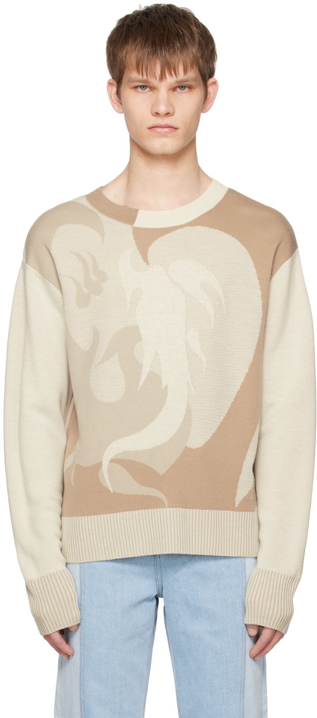 Sweater Feng Chen Wang Feng Chen Wang Phoenix Sweater Beige | FUS15KT01B, 0