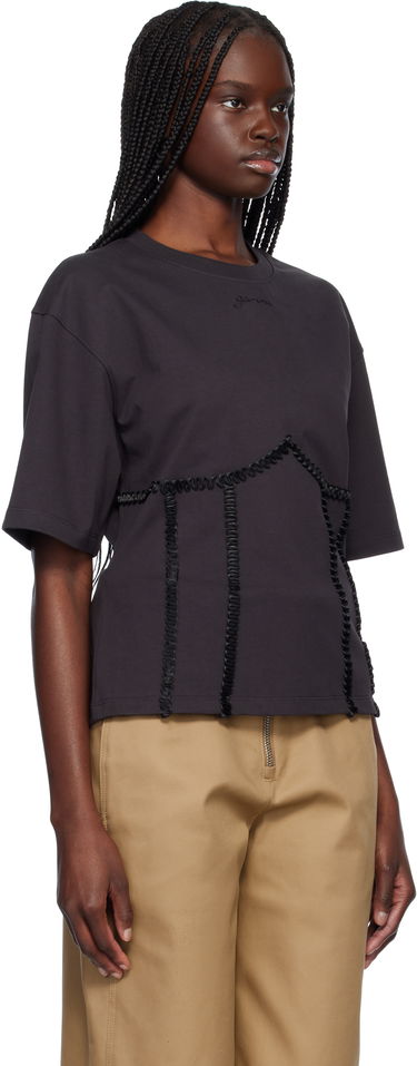 T-shirt GANNI Ganni Cotton Tie Back T-Shirt Sort | T4179, 1