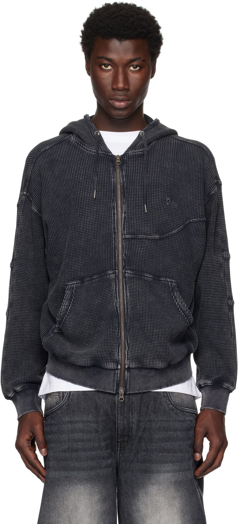 Sweatshirt Dime Dime Premium Waffle Zip Hoodie Sort | DIMESU258BLK