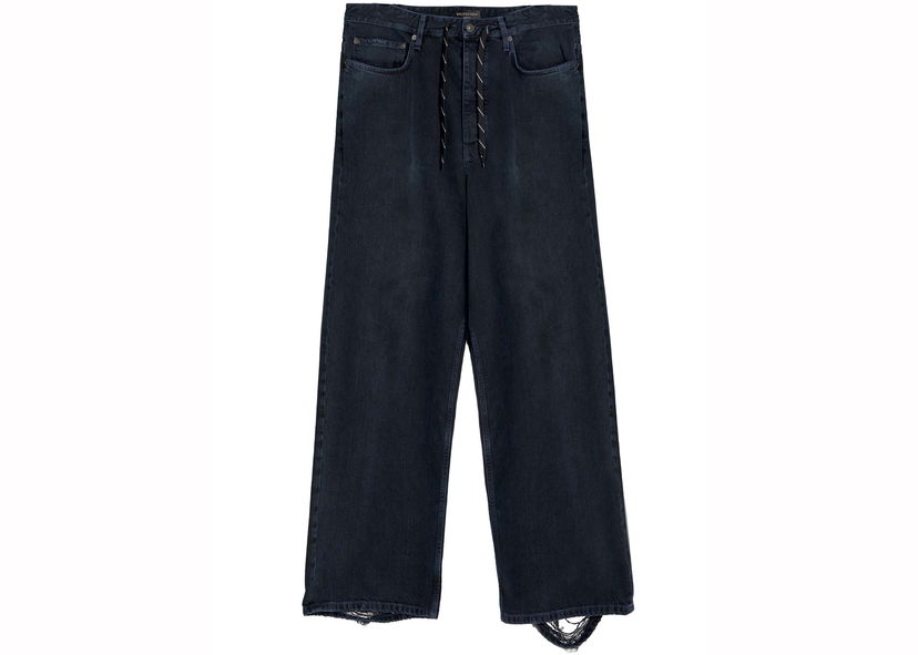 Jeans Balenciaga Baggy Drawsting Jeans Blue Denim Sort | 786643TQW592470