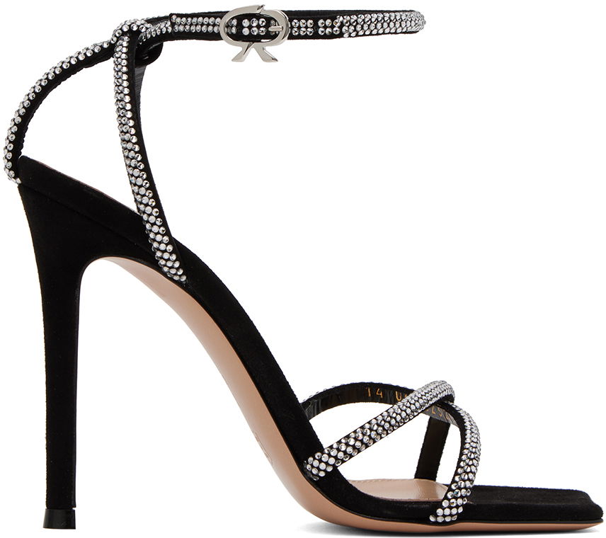 Sneakers og sko Gianvito Rossi Crystal-Embellished Suede Sandals Sort | G32326.15RIC.CAM, 0