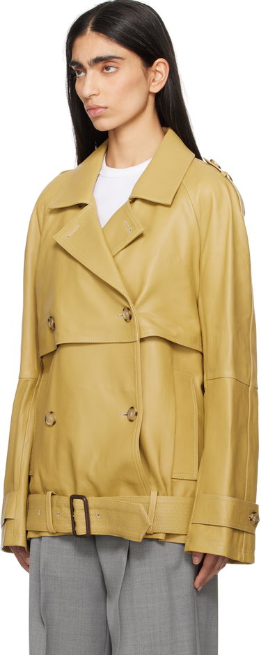 Trenchcoat TOTEME TOTEME Short Trench Leather Jacket Gul | 252-WRO0185-LE0127, 3