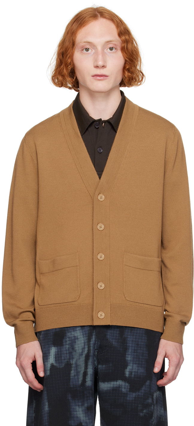 Sweater Dries Van Noten Brown Merino Wool Cardigan Beige | 242-021206-9700