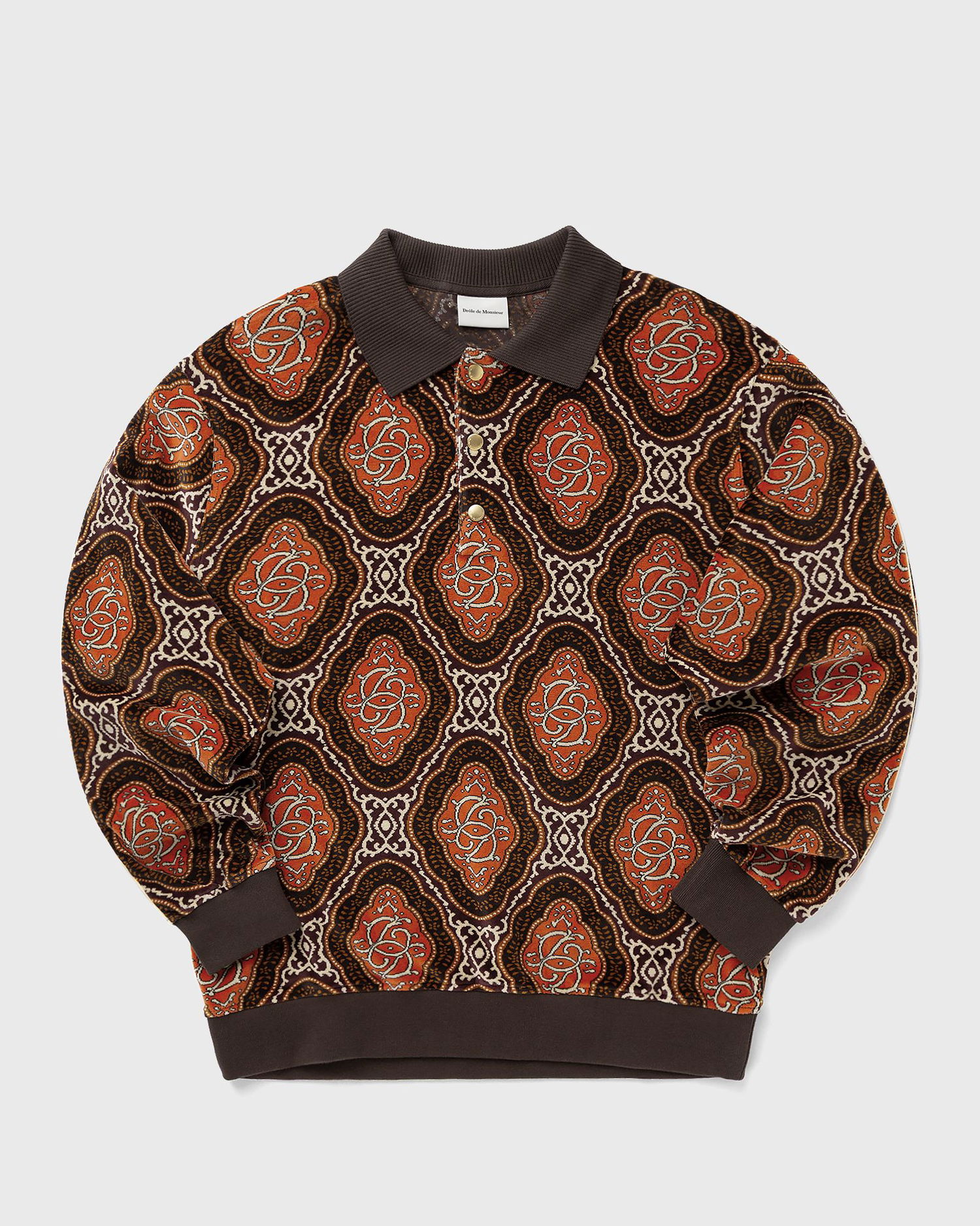 Polo skjorte Drôle de Monsieur Velvet Medallion Long Sleeve Polo Shirt Flerfarvet | I-PL137-CO235-BN, 1