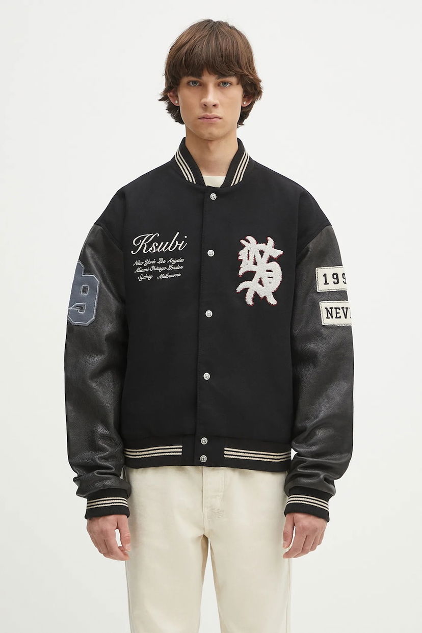 Bomberjakke Ksubi KSUBI Playoff Varsity Bomber Jacket Sort | MSP25JK003