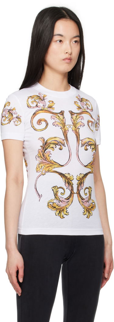 T-shirt Versace Versace Jeans Couture Outline Barocco T-Shirt Hvid | E78HAH6P8_EJS472, 1