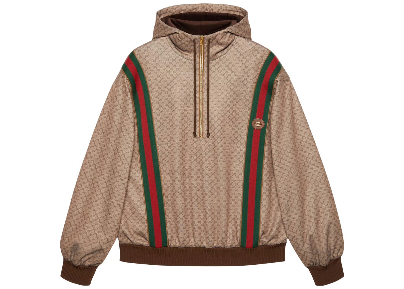 Sweatshirt Gucci Mini GG Jersey 1/2 Zip Hooded Sweatshirt Beige | 655153 XJDFB 2100, 0
