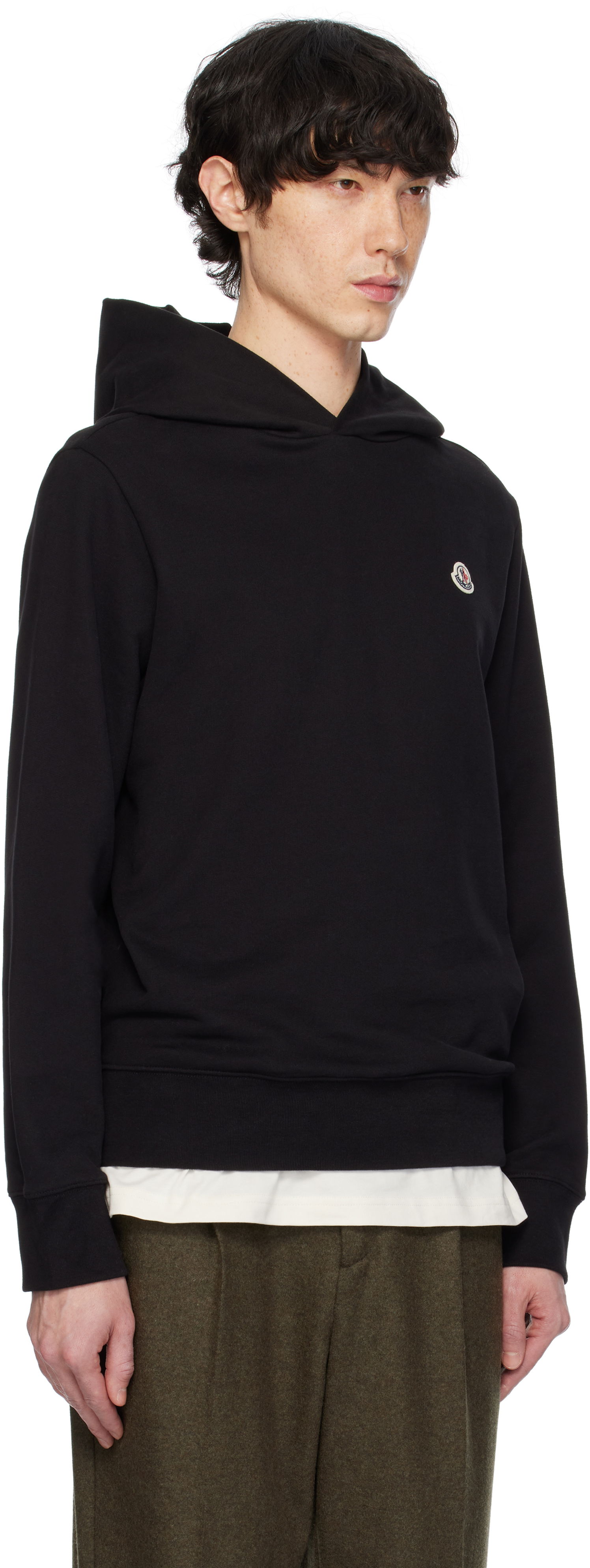 Sweatshirt Moncler Moncler Cotton Logo Patch Hoodie Sort | K10918G0003589AUJ, 1