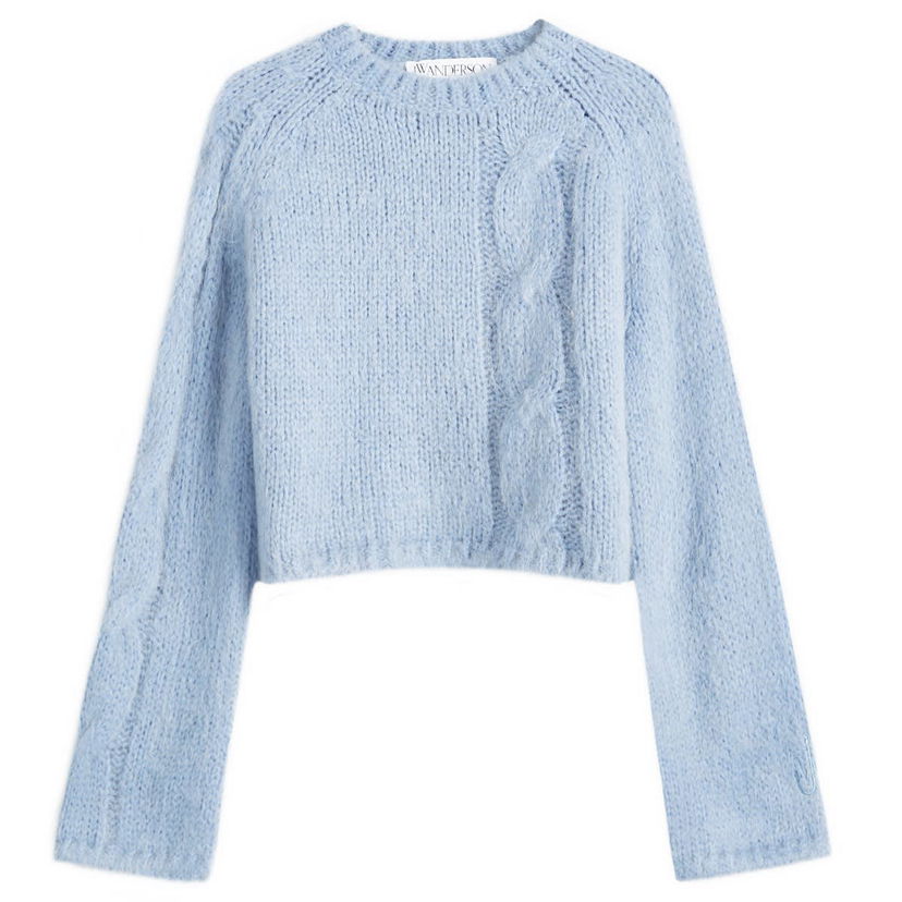 Sweater JW Anderson Cropped Cable Knit Jumper Blå | KW1230-YN0314-804