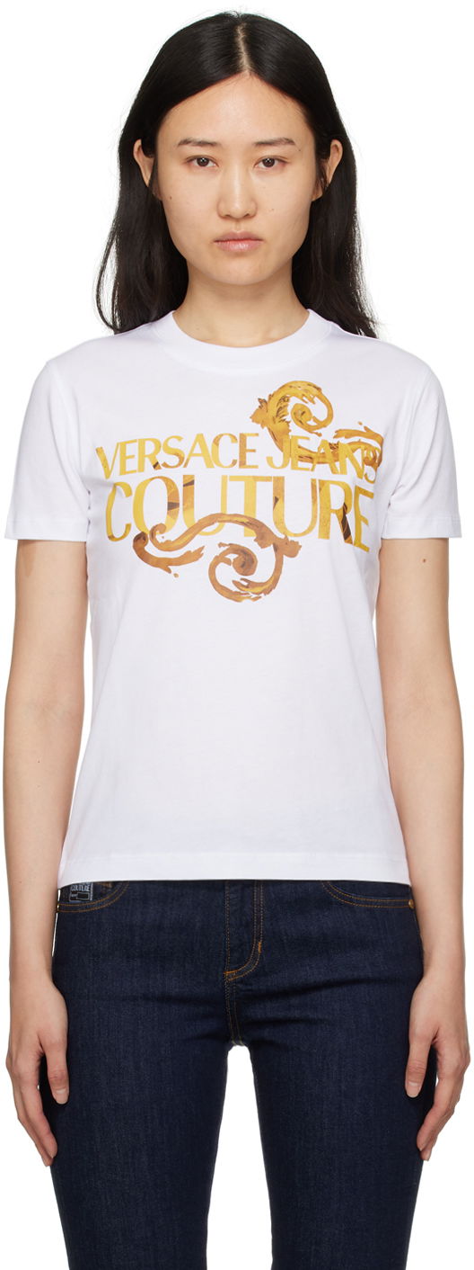 T-shirt Versace Printed T-Shirt Hvid | E76HAHG00_ECJ00G, 0