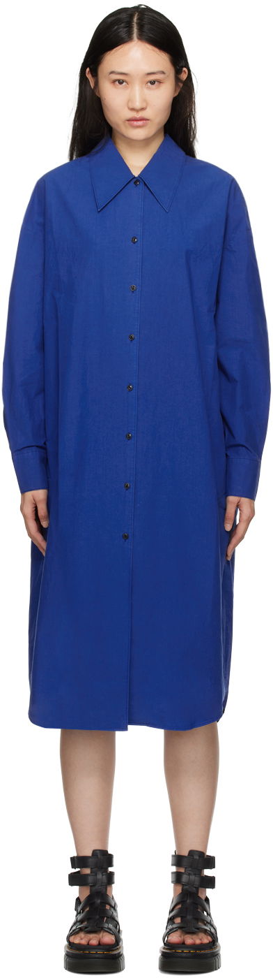 Skjorte YMC YMC Judy Midi Shirt Dress Blå | Q1WAD, 0
