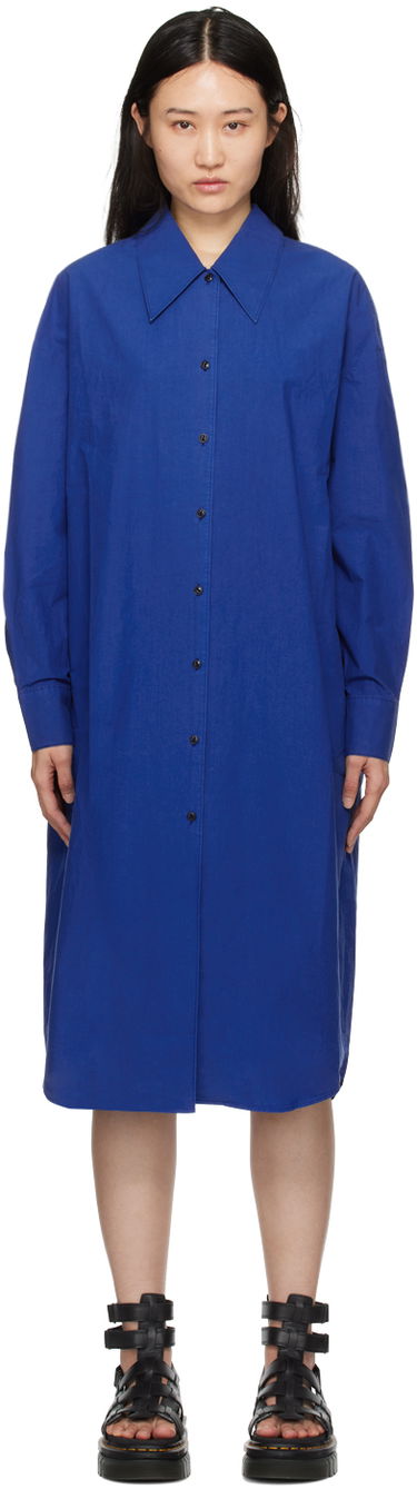 Skjorte YMC YMC Judy Midi Shirt Dress Blå | Q1WAD, 0