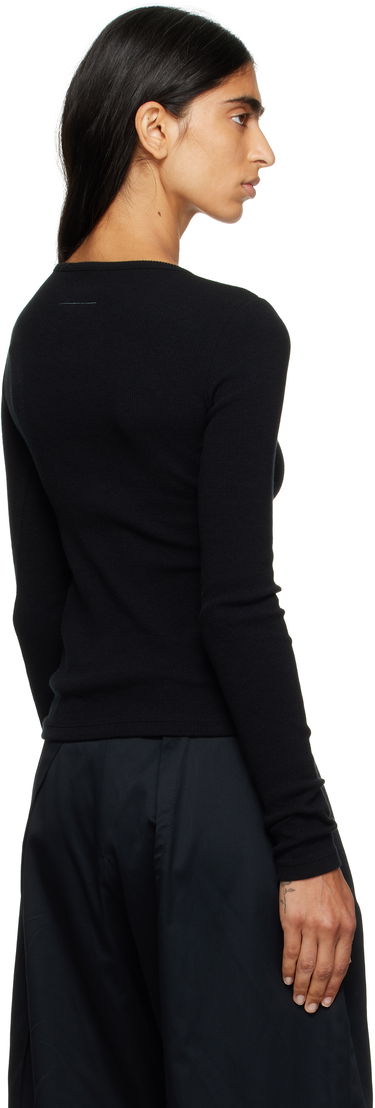 T-shirt Maison Margiela MM6 Maison Margiela Wool Blend Rib Jersey Long Sleeve T-Shirt Sort | S52NH0029 M20122, 2