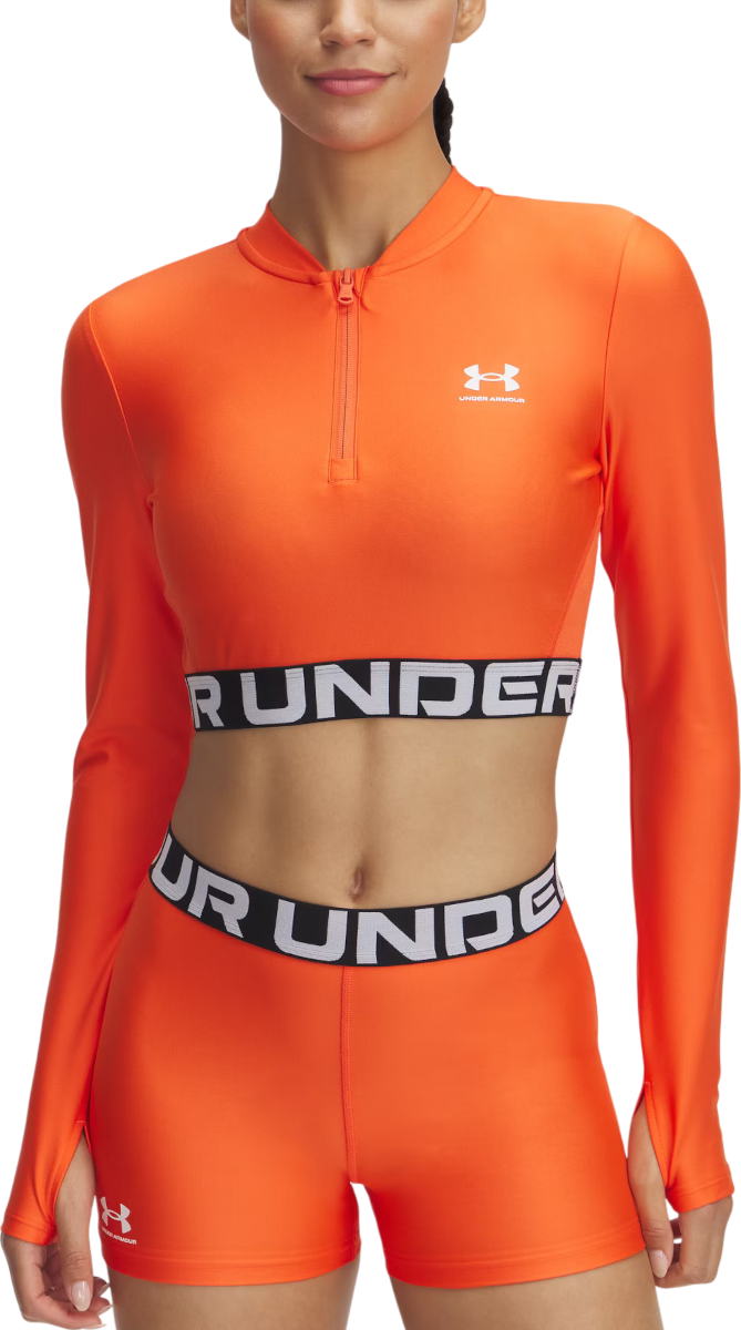 Træningsdragt Under Armour Under Armour HeatGear Rib 1/4 Zip Long Sleeve Top Orange | 1388692-847, 0