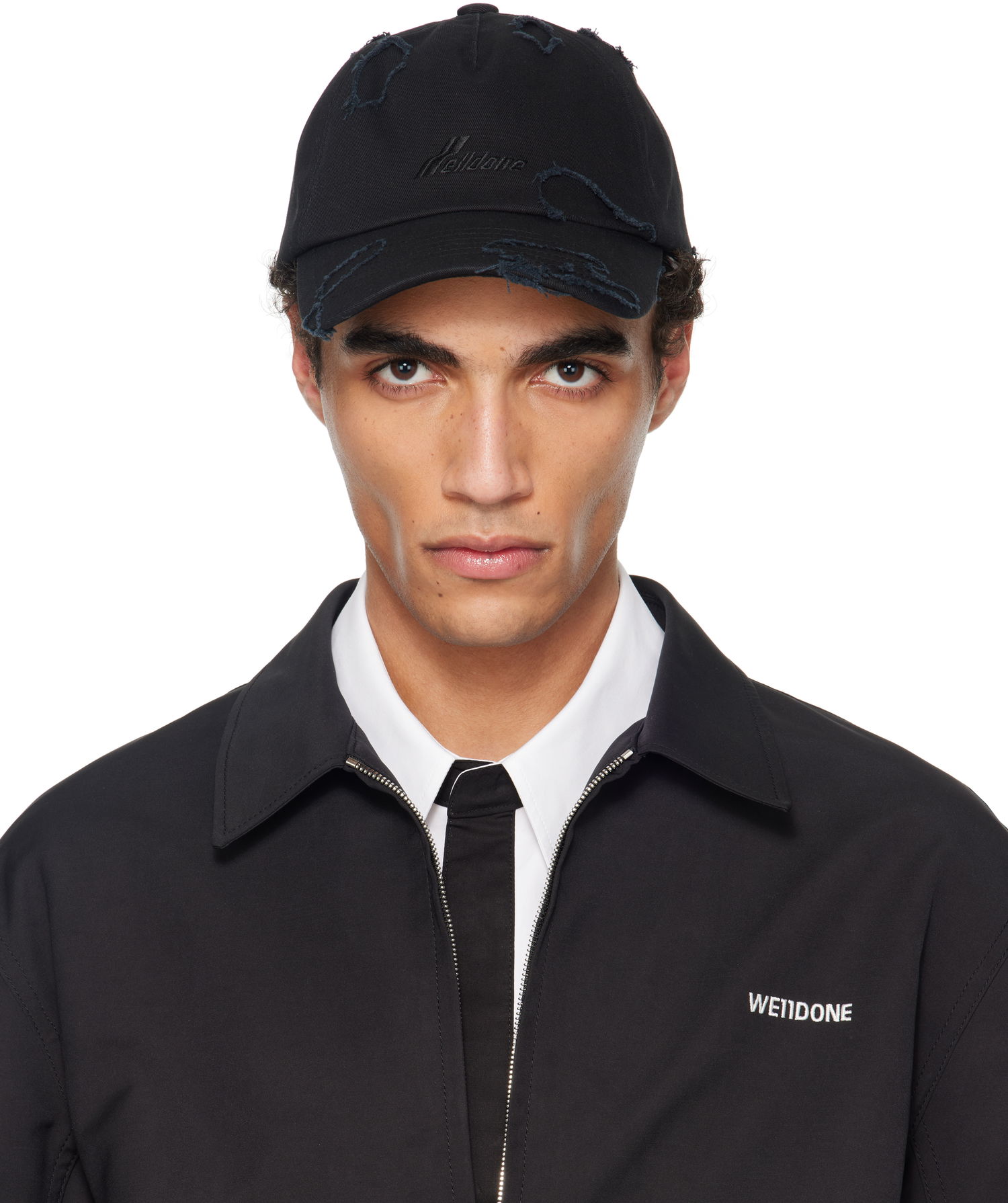 Hat We11done We11done Destroyed Embroidered Baseball Cap Sort | WD-AH1-25-415-U-BK, 0