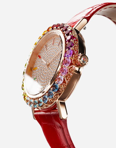 Ur Dolce & Gabbana Dolce & Gabbana Iris Rose Gold Watch with Multi-Colored Gems and Diamonds Rød | WWLB2GXA0XAR3723, 1