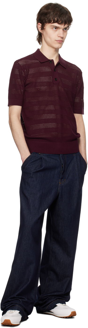 Polo skjorte Dries Van Noten Dries Van Noten Open-Knit Polo Bourgogne | 251-021213-1701, 3