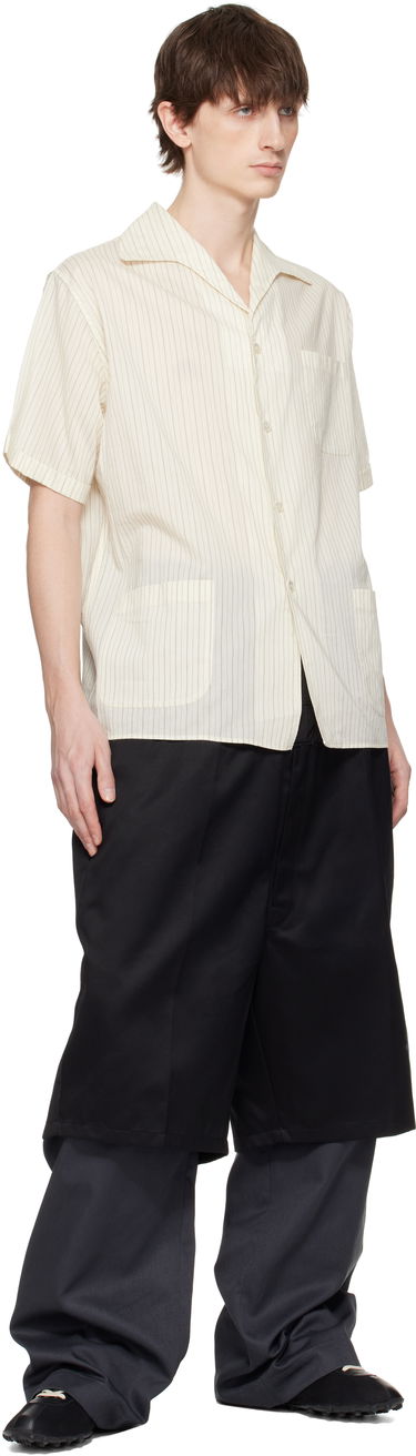 Skjorte Maison Margiela Maison Margiela Pinstriped Camp Collar Shirt Beige | S50DR0009 M35276, 3