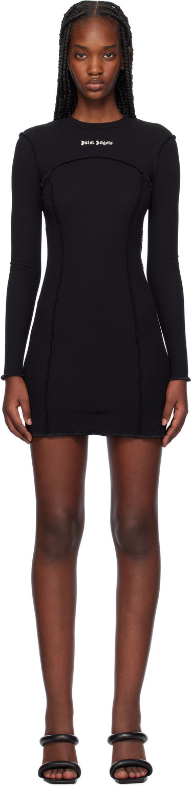 Kjole Palm Angels Logo Rib Mini Dress Sort | PWDH004C99FAB0011003, 0