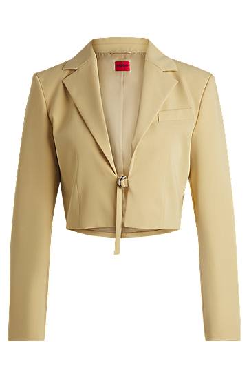 Jakke BOSS Cropped Blazer with Tie Closure Gul | 50537589, 0