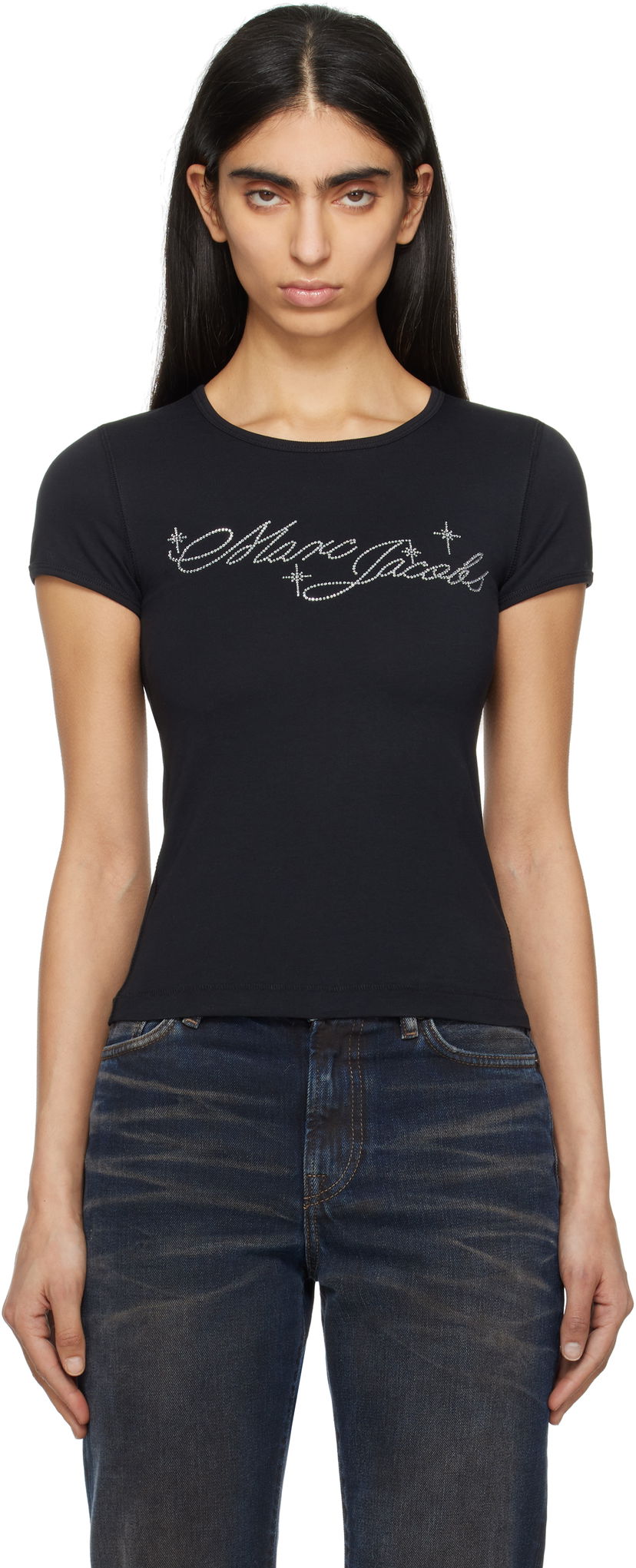 T-shirt Marc Jacobs Marc Jacobs Charm Logo Shrunken T-Shirt Sort | 2S5RTP025C07