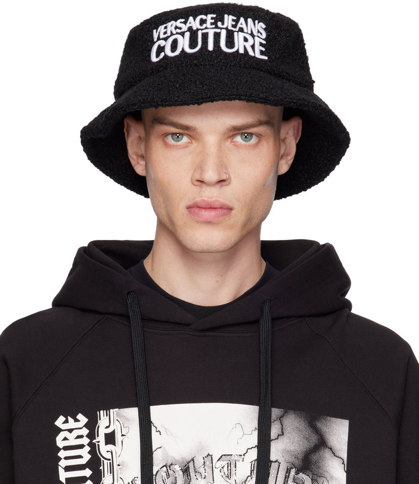 Hat Versace Wool Logo Bucket Hat Sort | E77GAZK07_EZSB12
