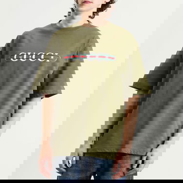 T-shirt Gucci Gucci Interlocking Logo Heavy Cotton T-Shirt, Size Large Grøn | 798115-XJHDG-3450, 2