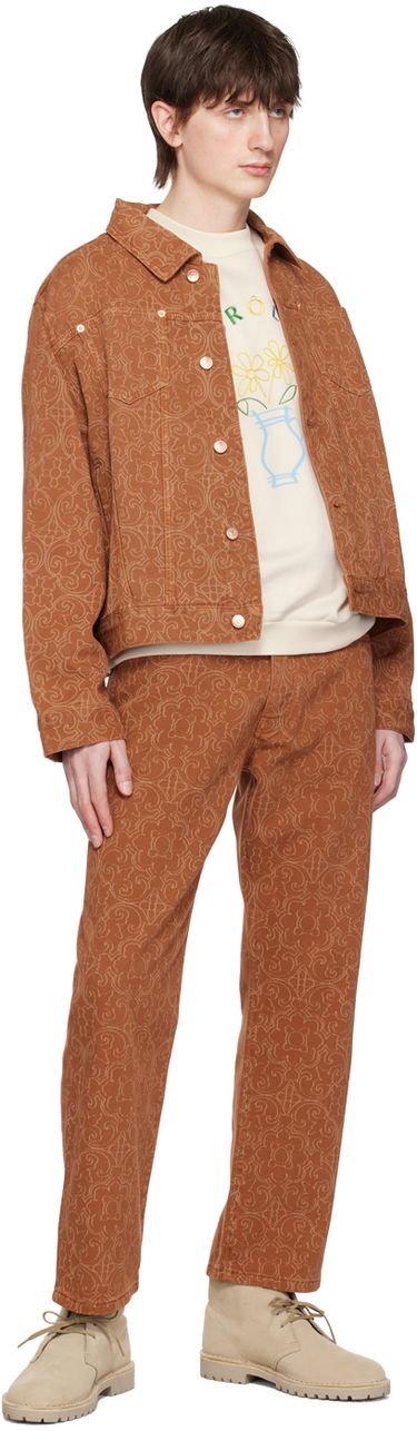 Jakke Drôle de Monsieur Drôle De Monsieur Faïence Print Denim Jacket Brun | B-JT137-CO052-CG, 3