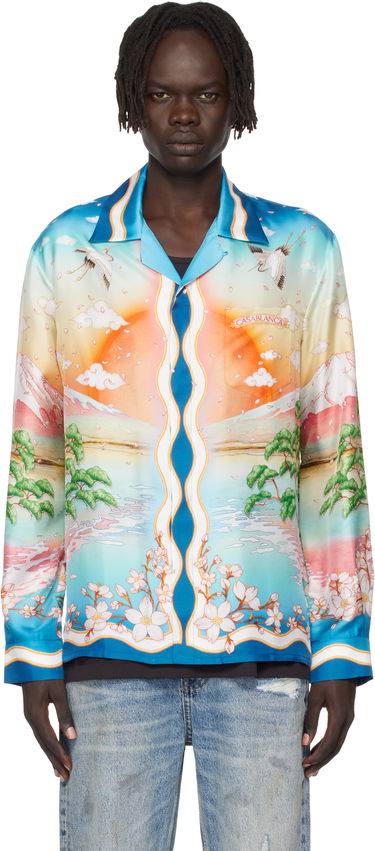 Skjorte Casablanca Casablanca 'Tennis Club' Silk Print Long Sleeve Shirt Flerfarvet | U-MPF25-SH-006-01, 0