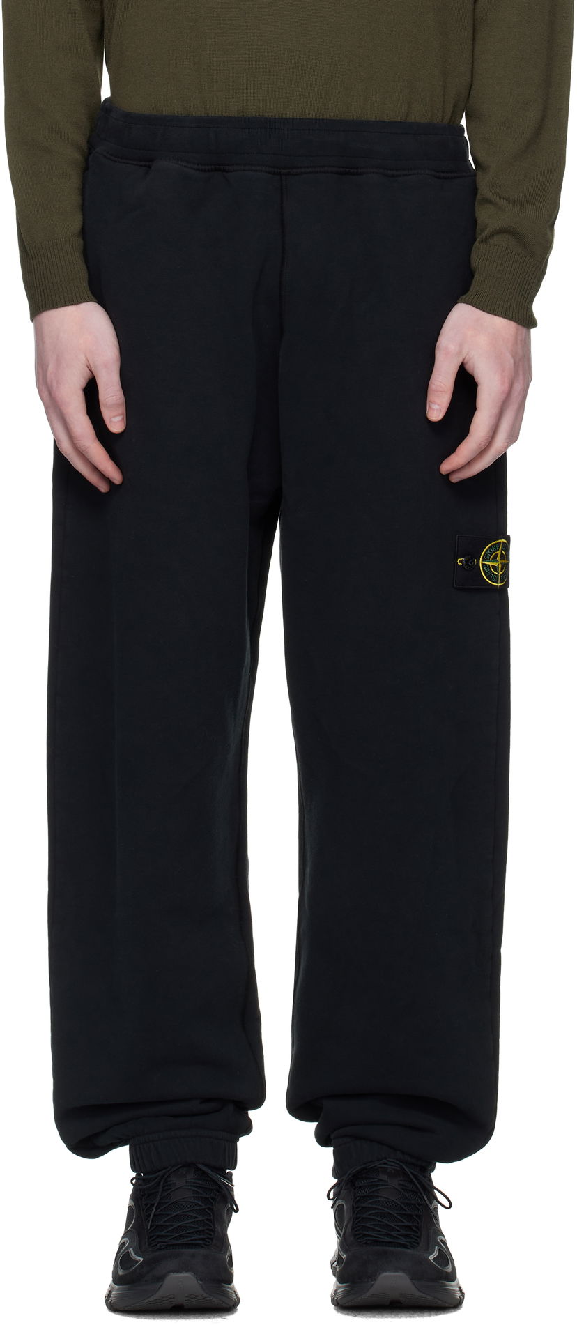 Joggingbukser Stone Island Stone Island Brushed Organic Cotton Fleece Sweatpants Sort | K2S15 6200004 S0A20
