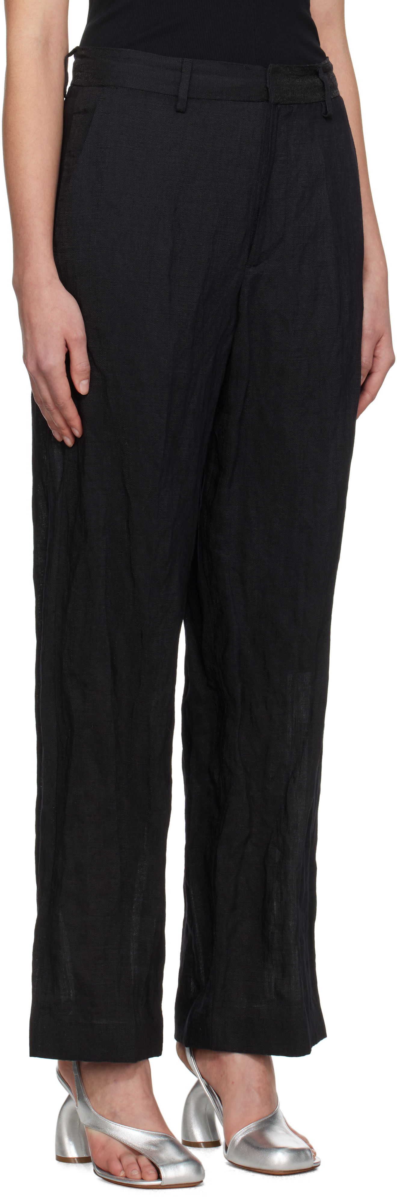 Bukser Maison Margiela MM6 Maison Margiela Crinkled Metallic Tailoring Trousers Sort | S52KA0521 M35253, 1