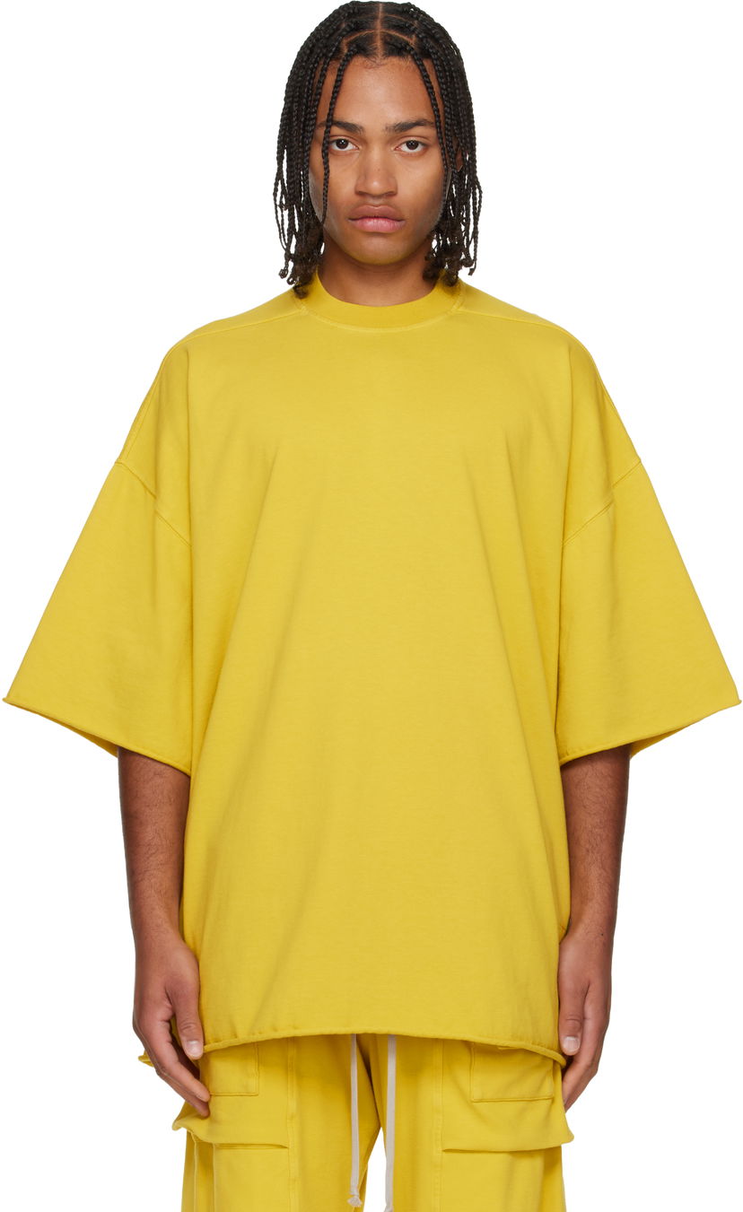 T-shirt Rick Owens Concordians Tommy Oversized Raw-Edge Short-Sleeve T-shirt Gul | DU02E7259 RIG