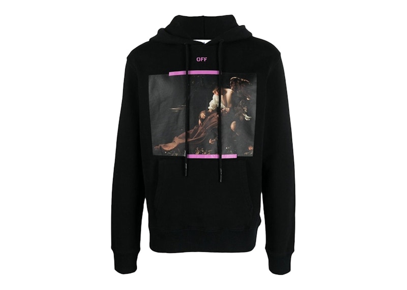 Sweatshirt Off-White Arrow Caravaggio St. Fran Slim Hoodie Black/Purple/Multi Sort | OMBB097S23FLE0031034