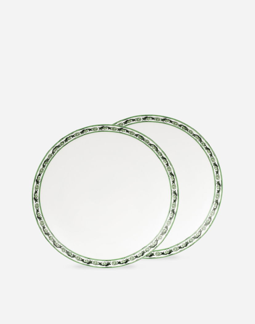 Home decor Dolce & Gabbana Set of 2 Porcelain Dessert Plates Grøn | TC0S03TCALIUV028