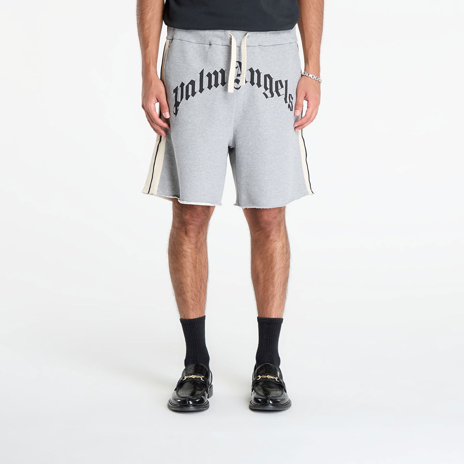 Shorts Palm Angels Palm Angels Curved Logo Track Sweatshorts Grå | PMCI026F25FLE0010810, 0