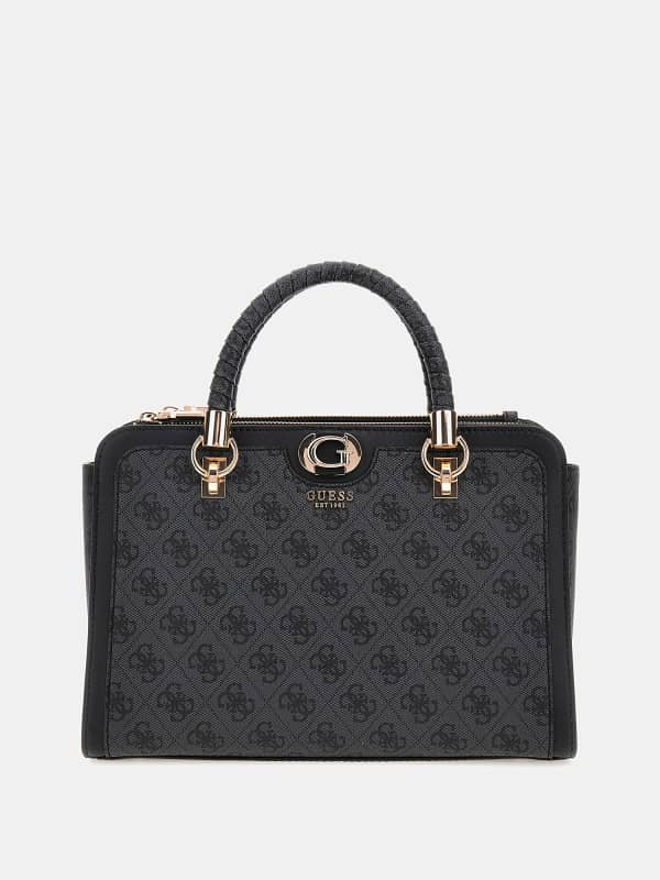 Håndtaske GUESS Orlina 4G Logo Satchel Sort | HWSG9540060