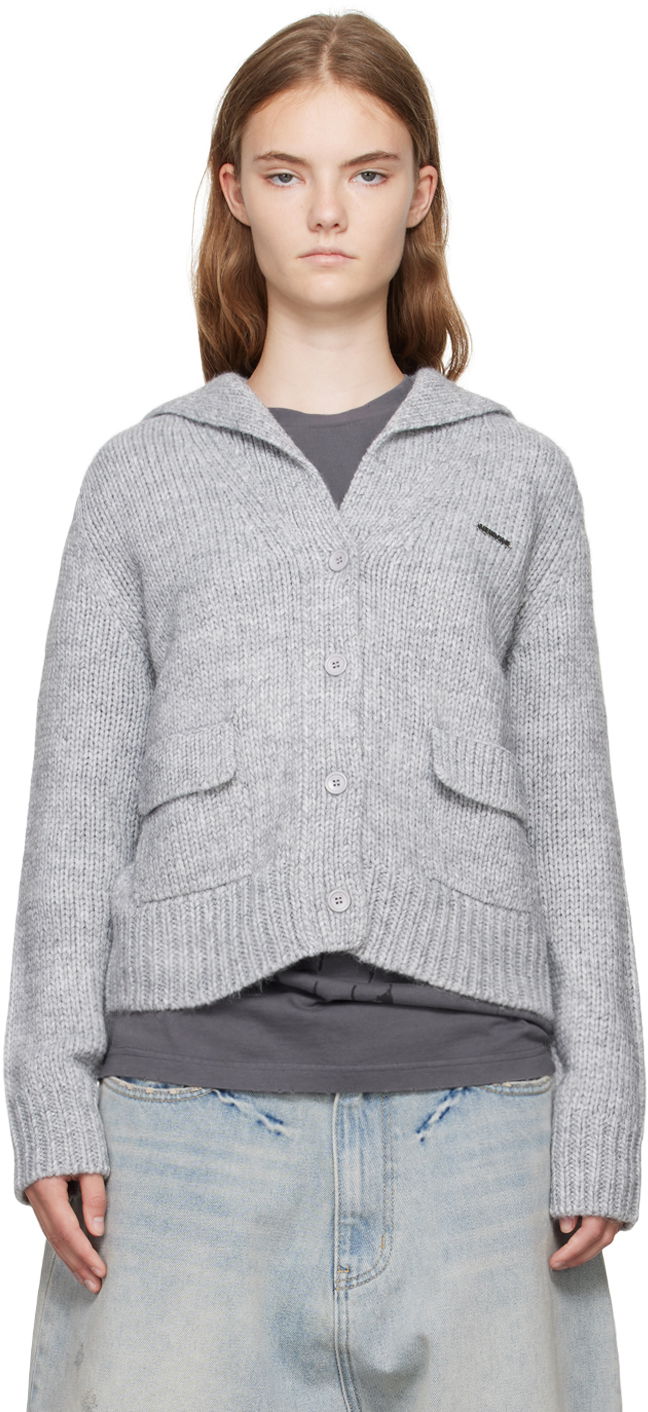 Sweater We11done Knit Sailor Collar Cardigan Grå | WD-KC2-24-632-W-GY