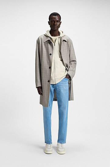 Sweatshirt BOSS Zip-Up Hoodie with Patterned Drawcords Beige | 50543427, 1