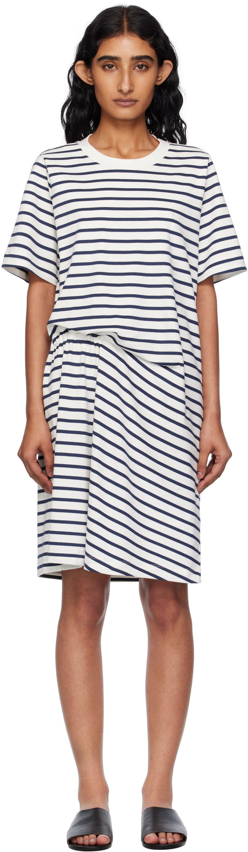 Kjole Max Mara Weekend Max Mara Pireo Striped Minidress Hvid | 2515621012600