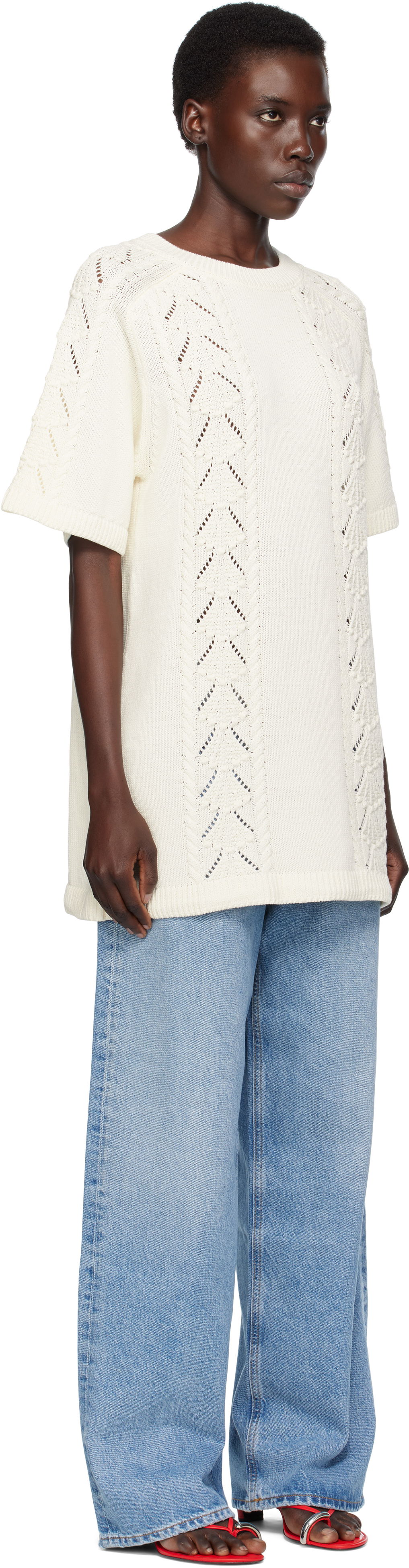 Sweater Loulou de Saison Loulou de Saison Arman Knit Top Hvid | ARMAN, 1