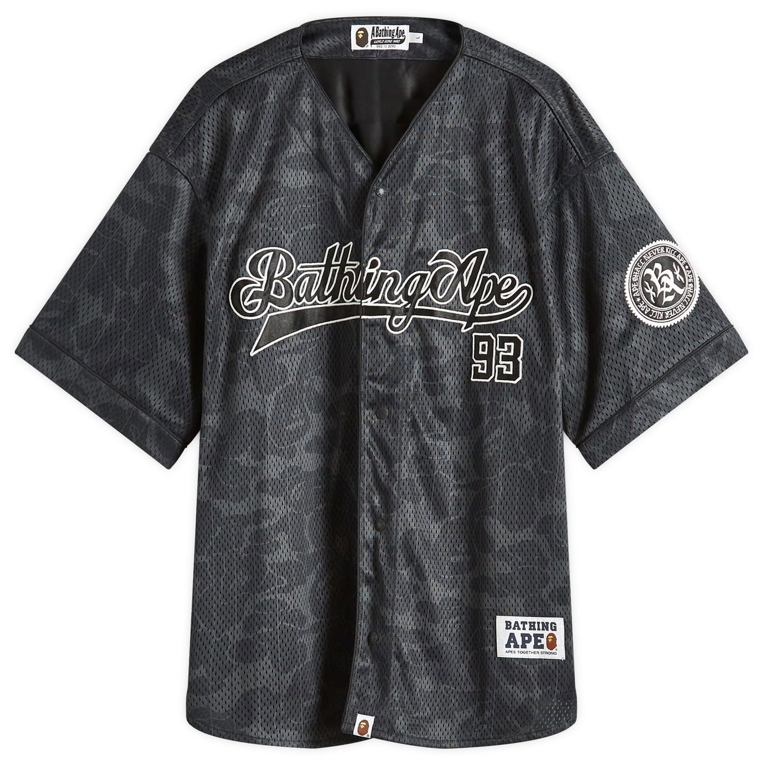 Jersey BAPE Bathing Ape Camo Baseball Jersey Sort | 001SRL301003M-BLK, 0