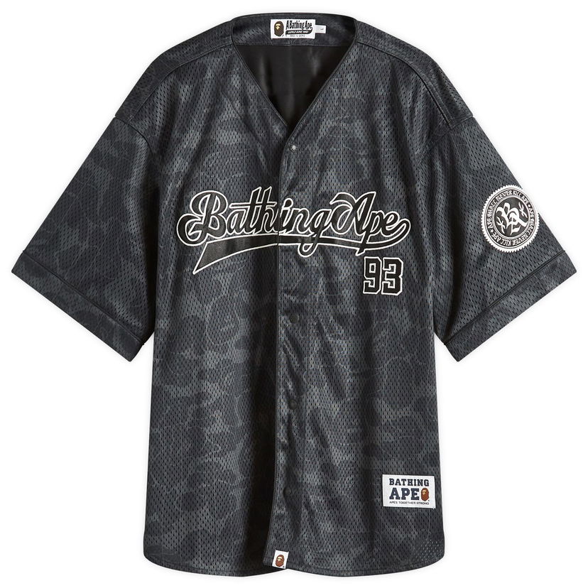 Jersey BAPE Bathing Ape Camo Baseball Jersey Sort | 001SRL301003M-BLK