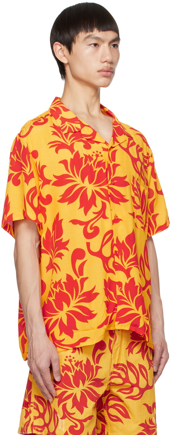 Skjorte ERL ERL Floral-Print Shirt Gul | ERL06B003, 1