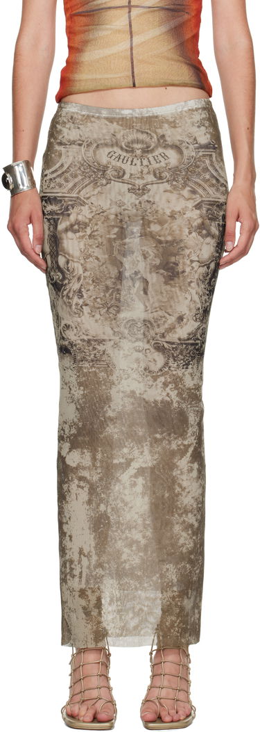 Nederdel Jean Paul Gaultier Jean Paul Gaultier Long Medailon Print Mesh Midi Skirt Beige | 25/03-W-SK005-M006P-6965, 0